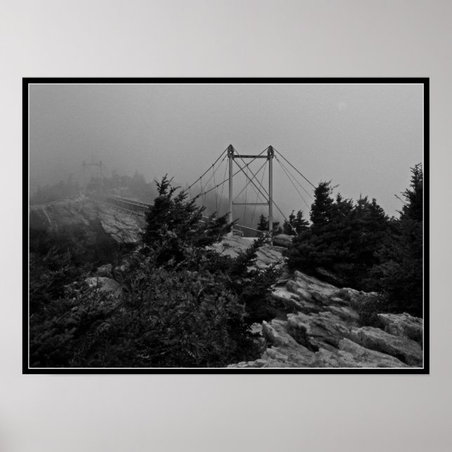 Foggy Bridge on Grandfather Mountain Poster (Front)