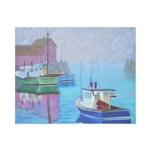 Foggy day in Rockport harbor Gallery Wrap