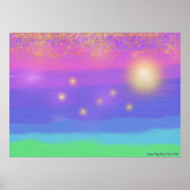Foggy Dream of a Seacoast Sunset Poster (Front)