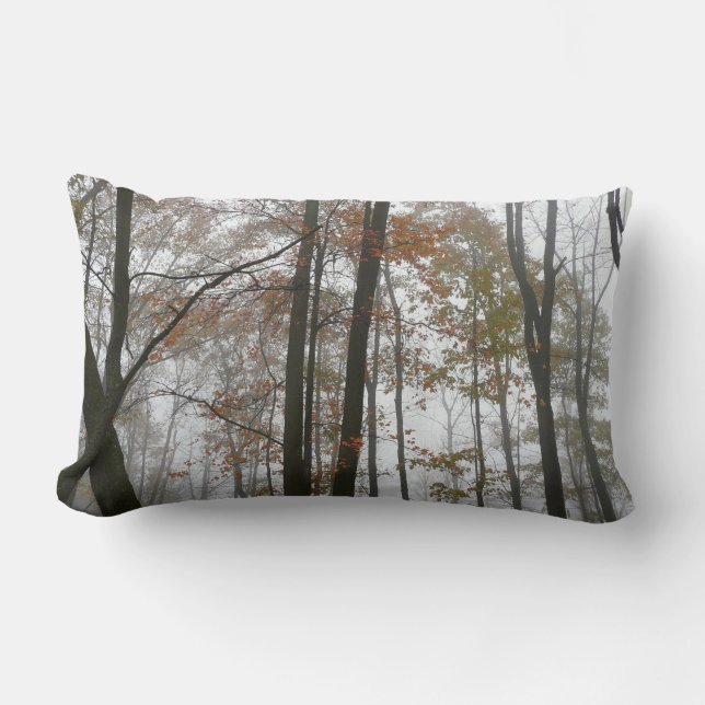 Foggy Fall in Pennsylvania Autumn Nature Lumbar Pillow (Front)