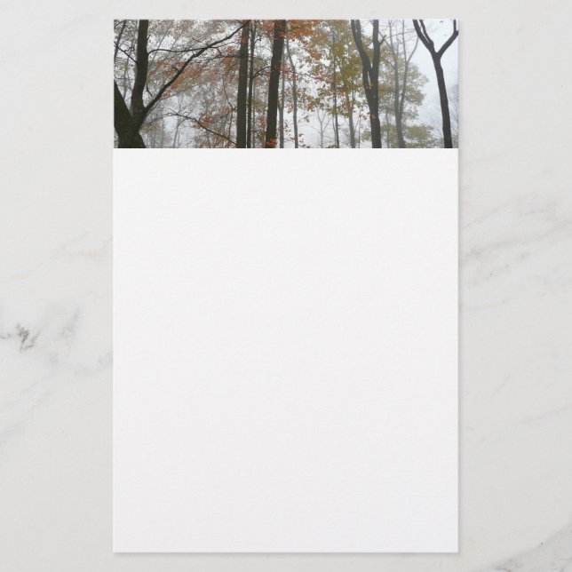 Foggy Fall in Pennsylvania Autumn Nature Stationery (Front)