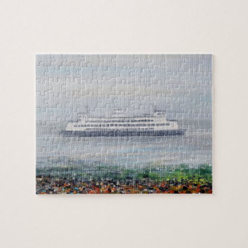 Foggy Ferry Painting Jigsaw Puzzle