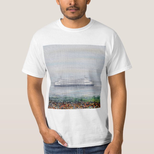 Foggy Ferry Painting T-Shirt (Front)