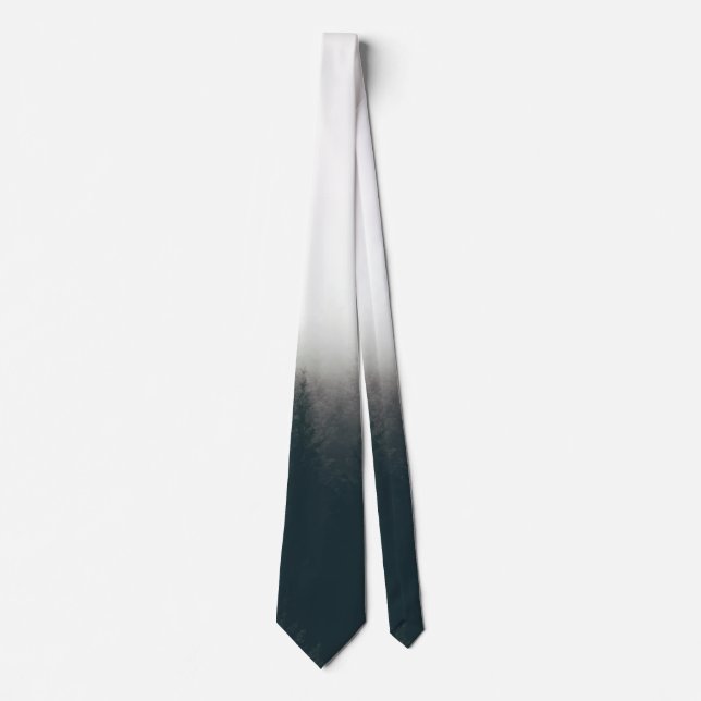 Foggy Forest Pine Mountain Aesthetic Art Neck Tie (Front)