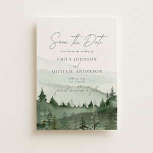 Foggy Forest Pine Tree Save the Date CARD