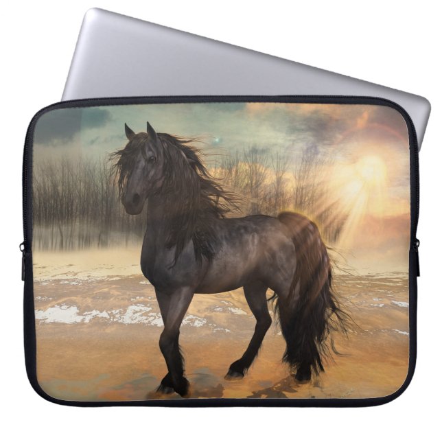 Foggy Friesian Morning Laptop Sleeve (Front)