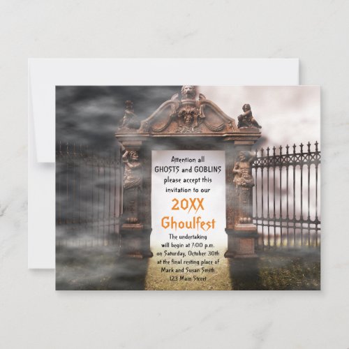 Foggy Graveyard Halloween Party Invitation