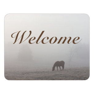 Foggy Grazing Welcome Door Sign