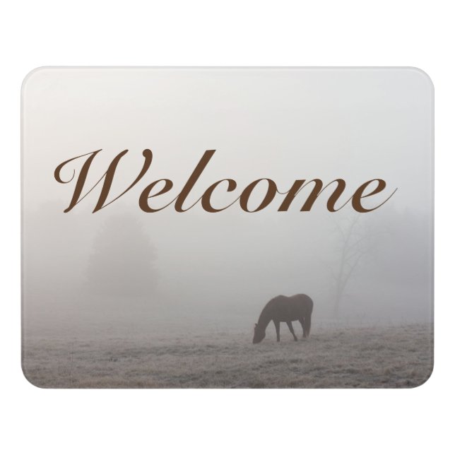 Foggy Grazing Welcome Door Sign (Contemporary Front)