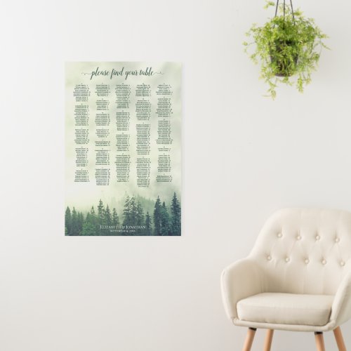 Foggy Green Mountain Alphabetical Seating Chart Foam Board