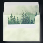 Foggy Green Pines Rustic Wedding Envelope<br><div class="desc">These wedding envelopes feature a rustic design with a marbled pale green outside,  a pre-printed return address on the back flap,  and a mountain scene inside the back flap of a mountainside covered with pine trees shrouded in mist or fog. Perfect for an outdoor or mountain themed wedding.</div>