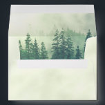 Foggy Green Pines Rustic Wedding Envelope<br><div class="desc">These wedding envelopes feature a rustic design with a marbled pale green outside,  a pre-printed return address on the back flap,  and a mountain scene inside the back flap of a mountainside covered with pine trees shrouded in mist or fog. Perfect for an outdoor or mountain themed wedding.</div>
