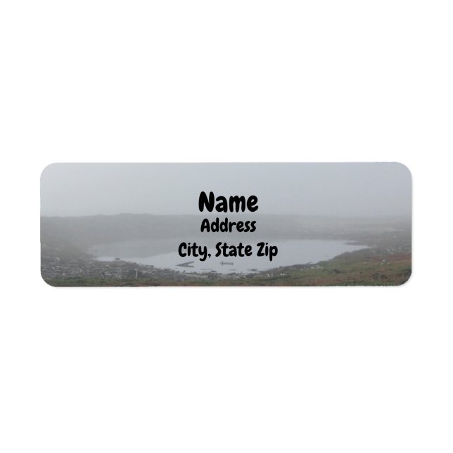 Foggy Inlet Pond Photo Beach Landscape Morning Fog Label (Front)