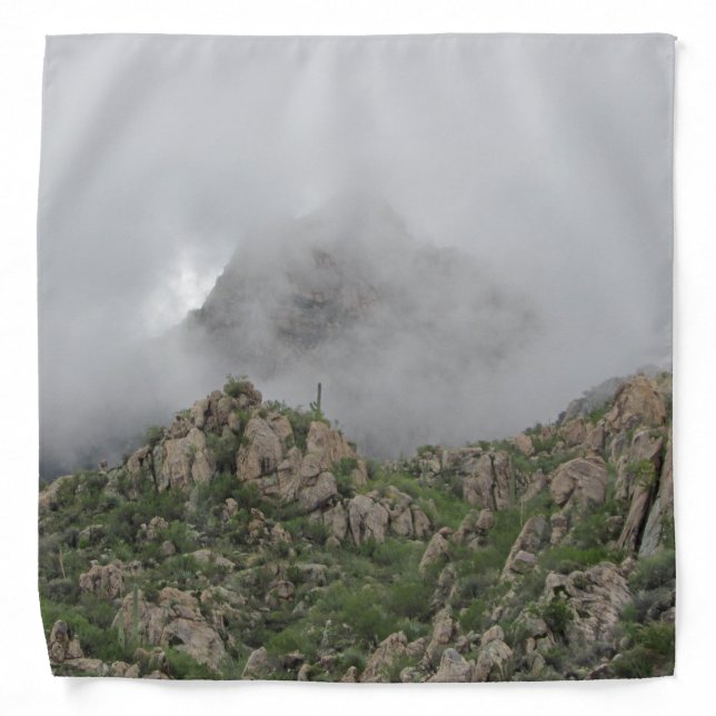 Foggy Landscape Southwest Desert Photo Morning Fog Bandana (Front)