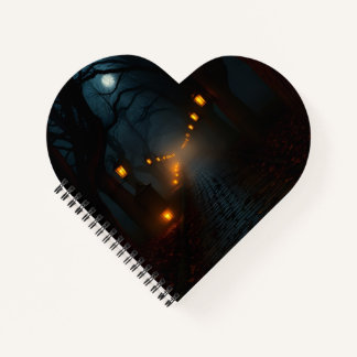 Foggy Lantern Path Halloween Notebook