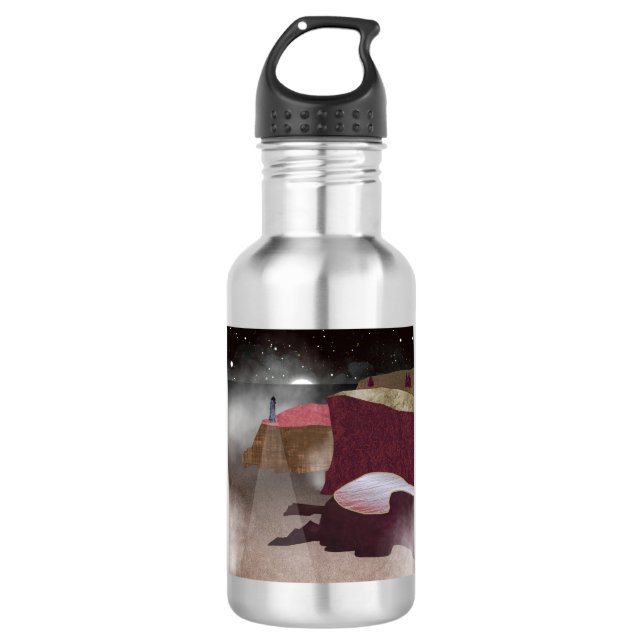 Foggy Lighthouse Stainless Steel Water Bottle (Front)