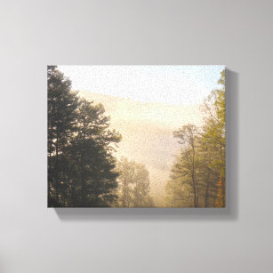 Foggy Meadow and Blue Ridge Mountains Canvas Print