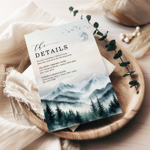 Foggy Moon Mountains Forest Wedding Details Enclosure Card