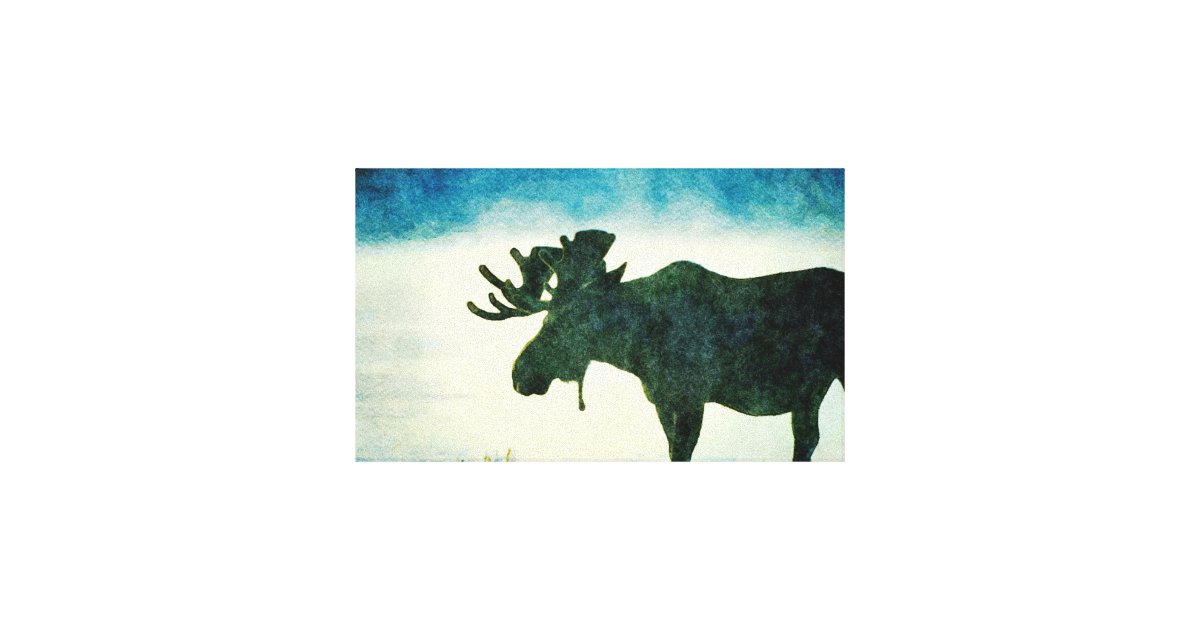 Foggy Moose Silhouette Watercolor Painting Canvas Print Zazzle