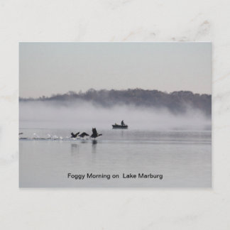 foggy morning on the lake postcard