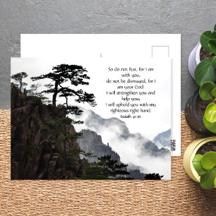Foggy Mountain, bible verse Isaiah 41:10 Postcard