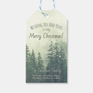 Foggy Mountain Pines Rustic Holiday Gift Tags