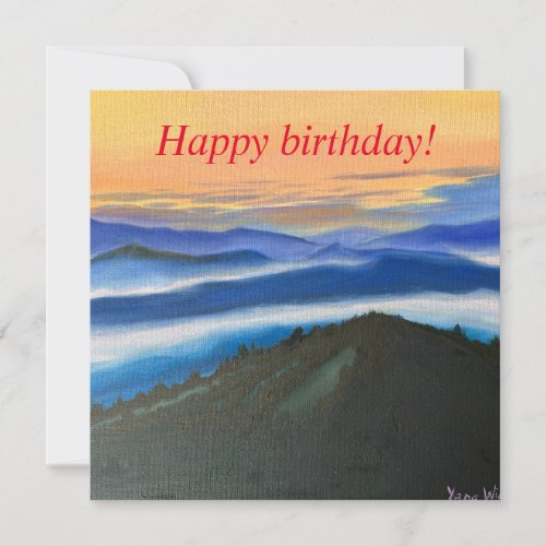 Foggy mountains card for birthday 
