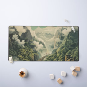 foggy nature view desk mat
