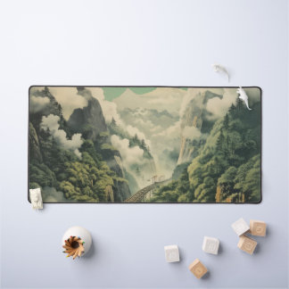 foggy nature view desk mat