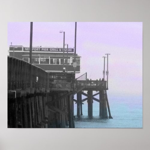 Foggy Newport Pier Tinted Poster