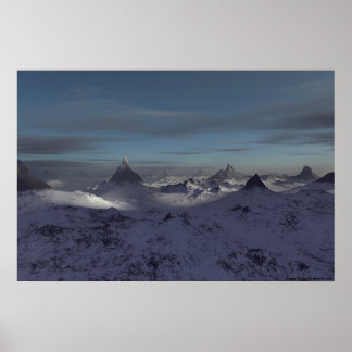 Foggy Peaks Poster