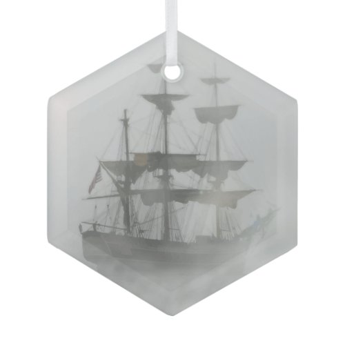 Foggy Pirate Ship Sailing Sailor Ocean Sea Glass Ornament