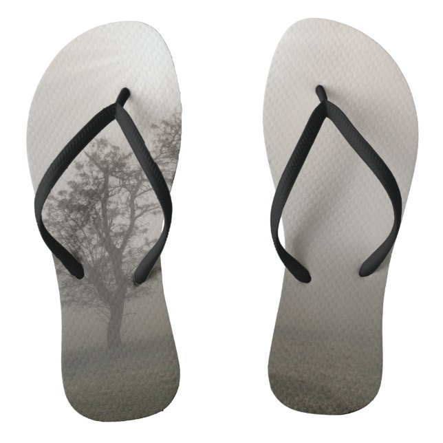 Foggy Starburst Tree Landscape Flip Flops (Footbed)
