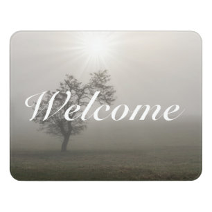 Foggy Starburst Tree Landscape Welcome Door Sign