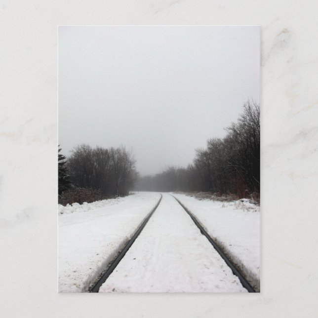 Foggy Train Tracks Postcard (Front)