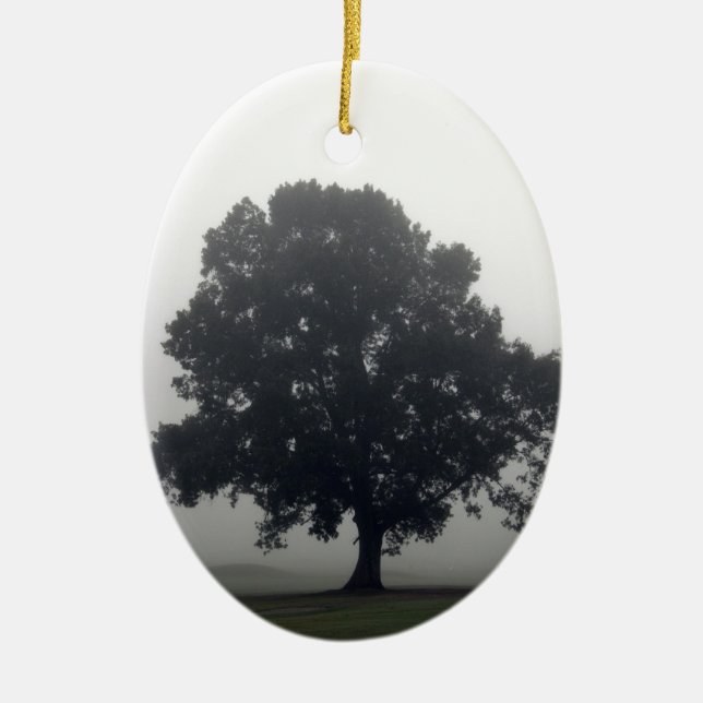 Foggy Tree Ceramic Ornament (Front)