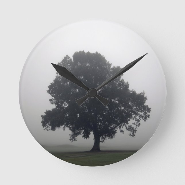 Foggy Tree Round Clock (Front)