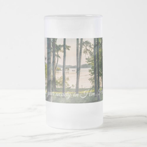 Foggy Trees At Table Rock Bible Verse Frosted Glass Beer Mug