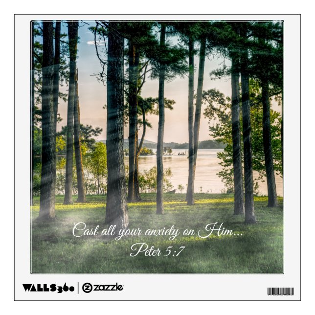 Foggy Trees At Table Rock Bible Verse Wall Decal (Front)