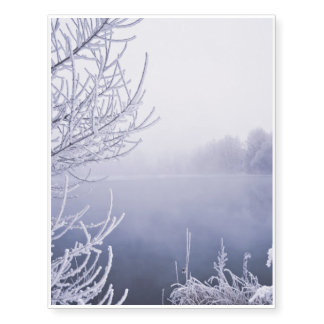 Foggy Winter Day by the River Temporary Tattoos