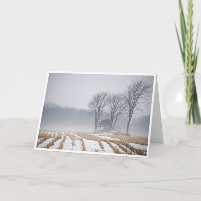 Foggy Winter Landscape Greeting Card (Front)