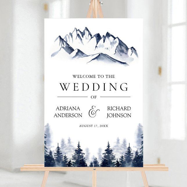 Foggy Winter Mountain Forest Wedding Welcome Sign (Creator Uploaded)