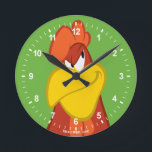 Foghorn Leghorn | Mischievous Stare Round Clock<br><div class="desc">This design features your favorite Looney Tunes Character,  Foghorn Leghorn.</div>