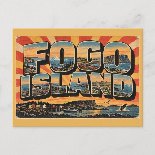 Fogo Island NL Coastline Icebergs Barrens Art Postcard