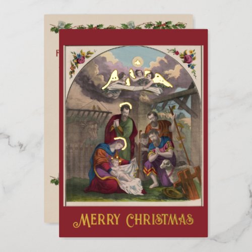 Foil 1874 Christmas Nativity Card