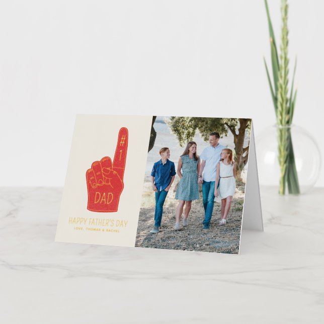 Foil #1 Dad Foam Finger Father's Day Photo Card (Front)