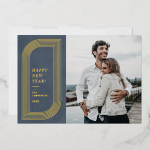 Foil Abstract Geometric New Year's Card - Blue