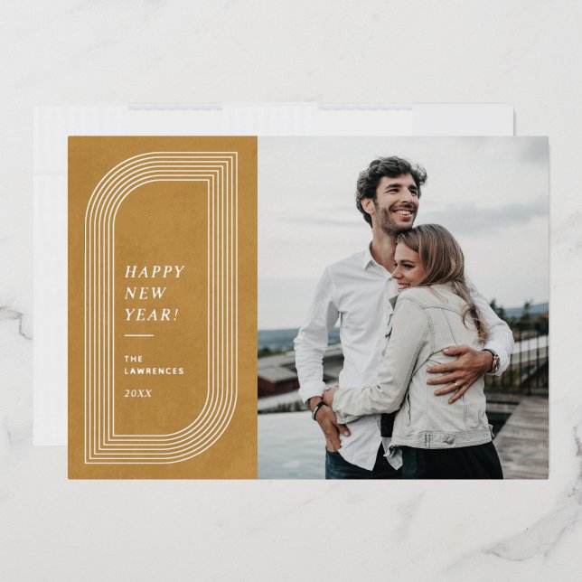 Foil Abstract Geometric New Year's Card - Gold (Envelope)