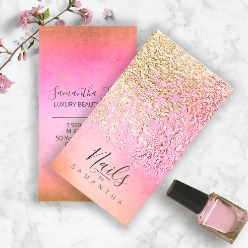 Foil Abstract Gold Peach ID775 Business Card