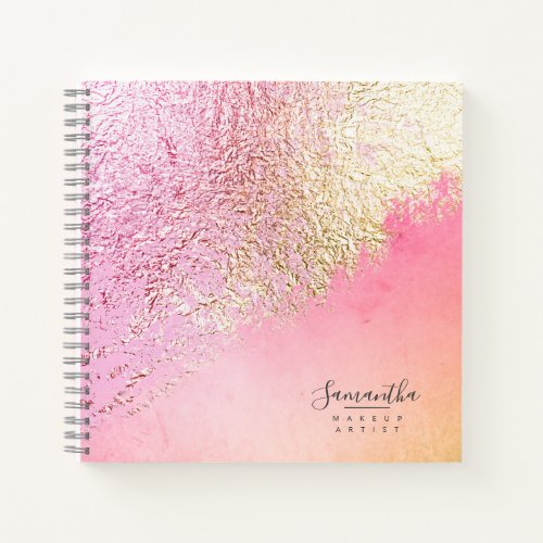 Foil Abstract Gold Peach ID775 Notebook